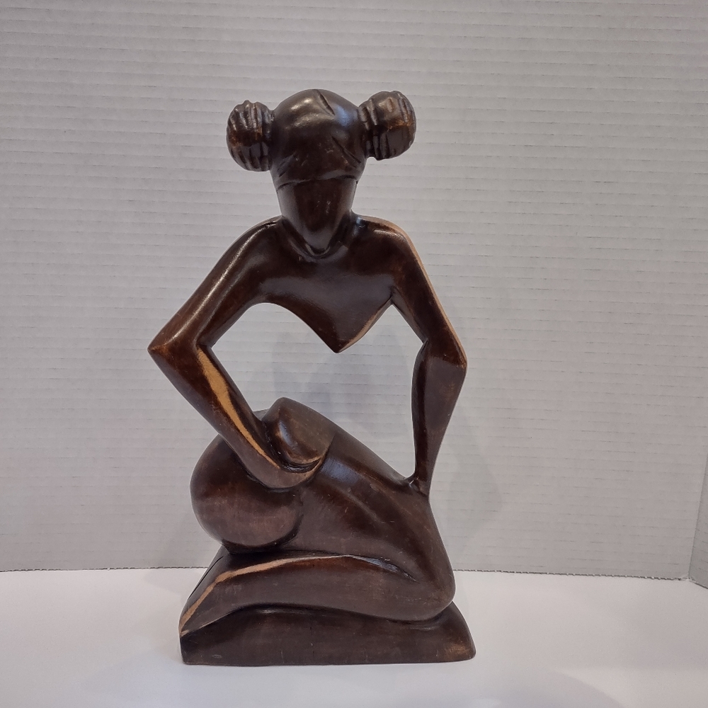 Hand Carved African Wood Statue 11" Tall
